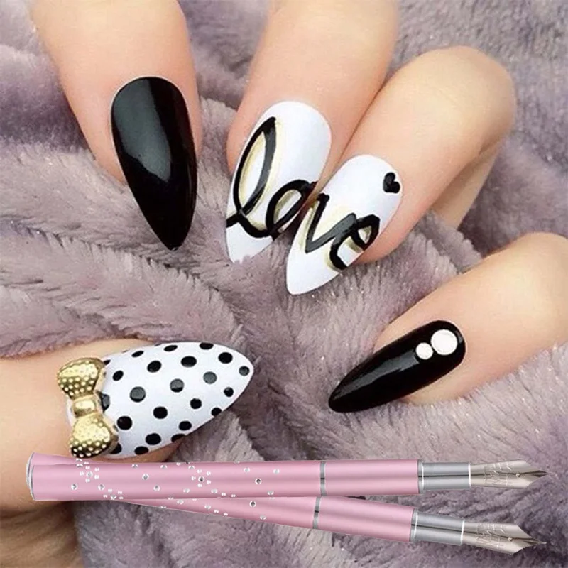 

Nail Art Fine Lace Drawing Pen with Metallic 5 Pen Tips Stainless Steel Dotting for Salon Manicure DIY Nail Art Tools