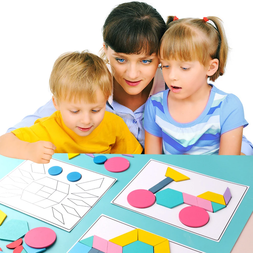 180 шт Деревянные 3D головоломки Танграм доска красочные детские Ранние