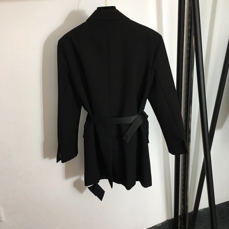 

New Design Coat Woman Higher Quality Woman Dress Turn Down Collar Vestido De Mujer Office Ladies Suit Belt Mini Bag Jacket
