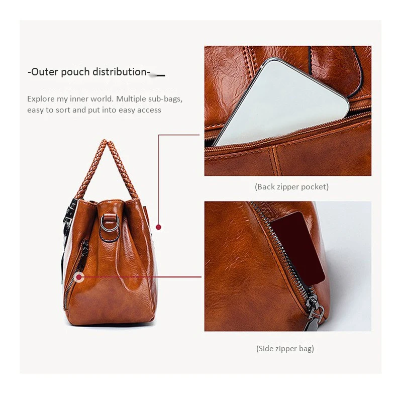 

2Pcs PU Leather Handbags Women Handbags Shoulder Bags Red & Black