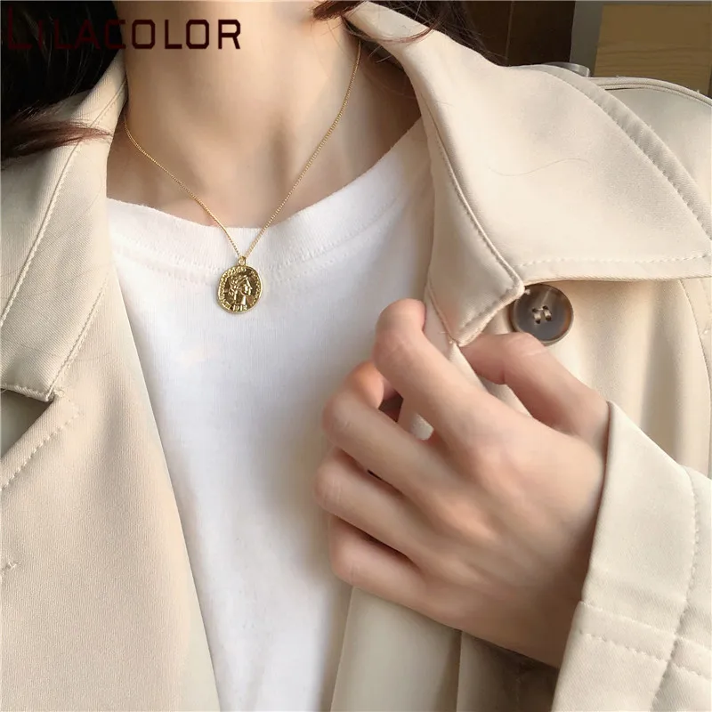 Lilacolor queen монета панк женское ожерелье с кулоном Золотое колье 2019 цепочка для