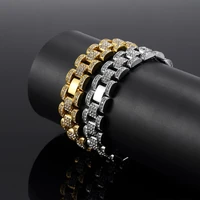21cm luxury mens bracelet gold silver color fashion micro crystal domineering bracelet bangle mens hip hop jewelry