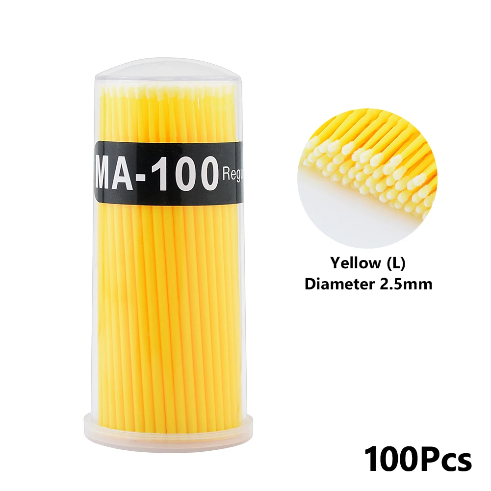 Yellow Bottle 100 шт одноразовые красочные ватные тампоны щетка для ресниц очищающий тампон горячее естественное приспособление для снятия ресниц комплект микрочипов татуировки - Цвет: Yellow Bottle