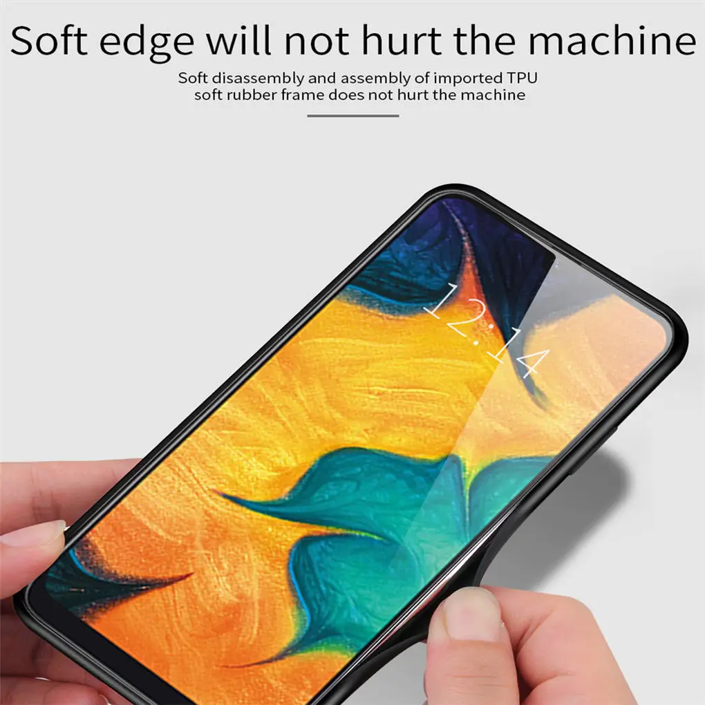 Чехол из закаленного стекла для samsung Galaxy A10 A20 A20e A30 A40 A50 A60 A70 градиентный цветной