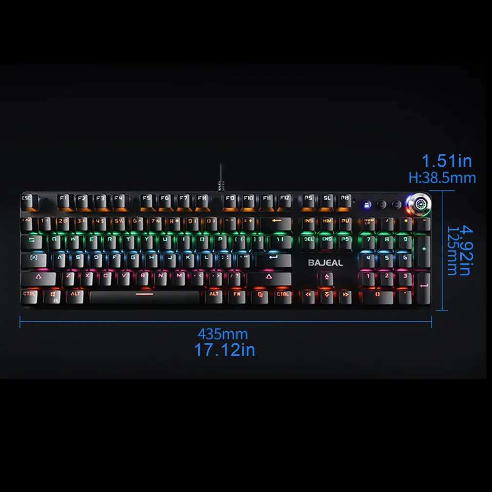 

Mechanical Keyboard Gaming Keyboard Multimedia Knob 108key LED Backlit Wired Keyboard For Gamer PC Laptop