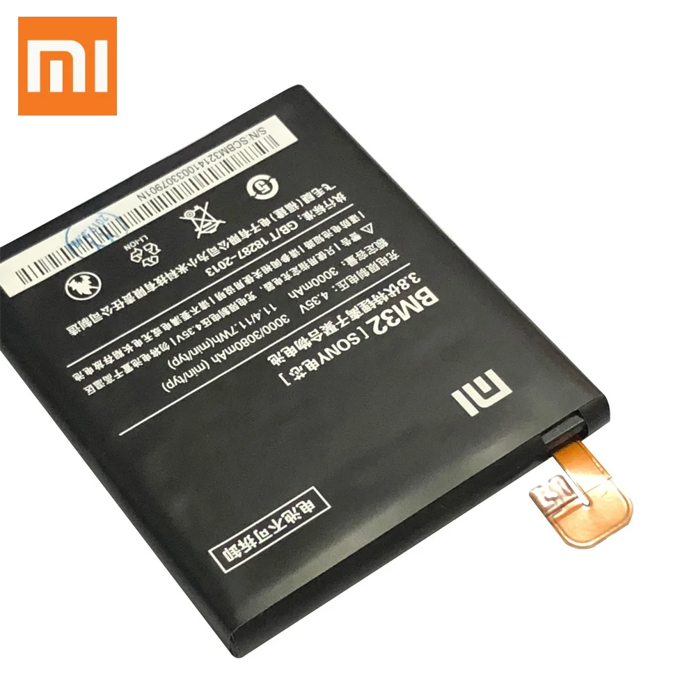 Оригинальный запасной аккумулятор для Xiaomi Mi 4 M4 Mi4 BM32 оригинальный телефона 3080 мАч