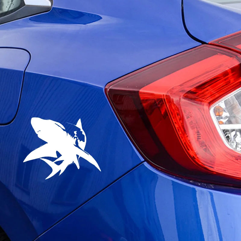 

YJZT 14CM*17.5CM Fierce And Handsome Personality Shark Decal Decoration Car Sticker Black/Silver C30-0049