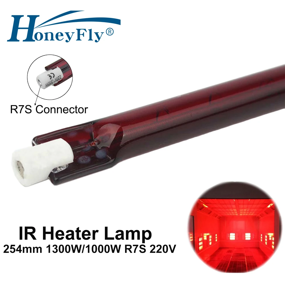 HoneyFly 10pcs J254 Infrared Halogen Lamp 1000W/1300W 220V R7S Heating Element IR Heater Lamp Drying Printing Painting Quartz