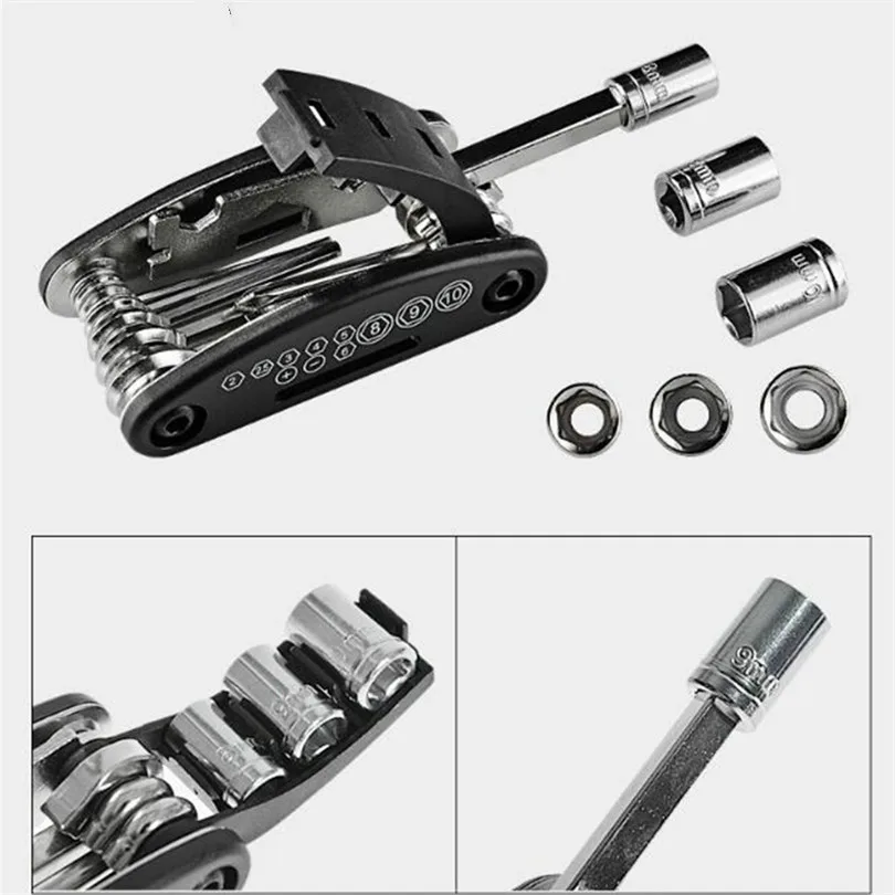 

Набор инструментов 15 в 1 для ремонта велосипедов, шестигранный ключ, гайка, ключ для ремонта шин, отвертка, удлинитель