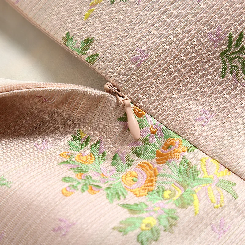 Новинка осени 2019 китайский стиль платье чонсам рукав до локтя цветочный узор