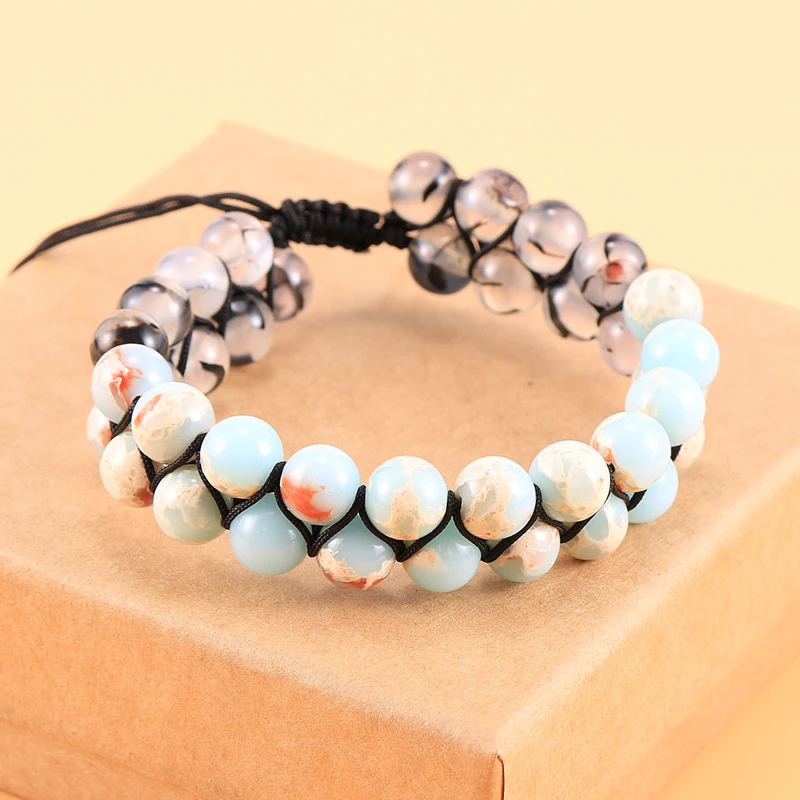 Женский браслет с натуральным аметистом камнем императора красным ониксом 8 мм 2