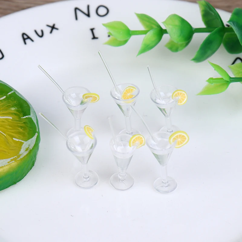 

6pcs/lot 1:12 Dollhouse Miniature Resin Lemon Juice Cups Dolls Kitchen Drink Accessories Simulation Toys for Baby
