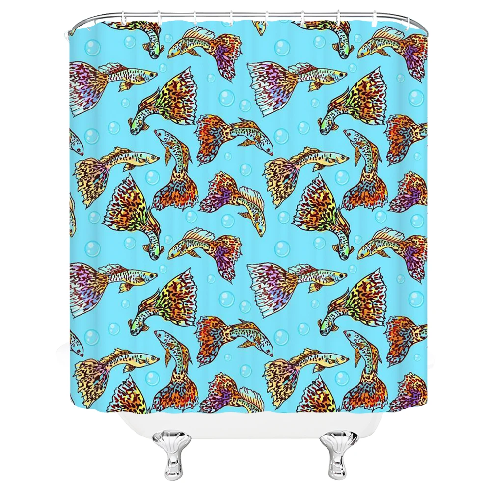 

Shower curtain Fish print shower curtain Bathroom supplies Polyester Undersea fish