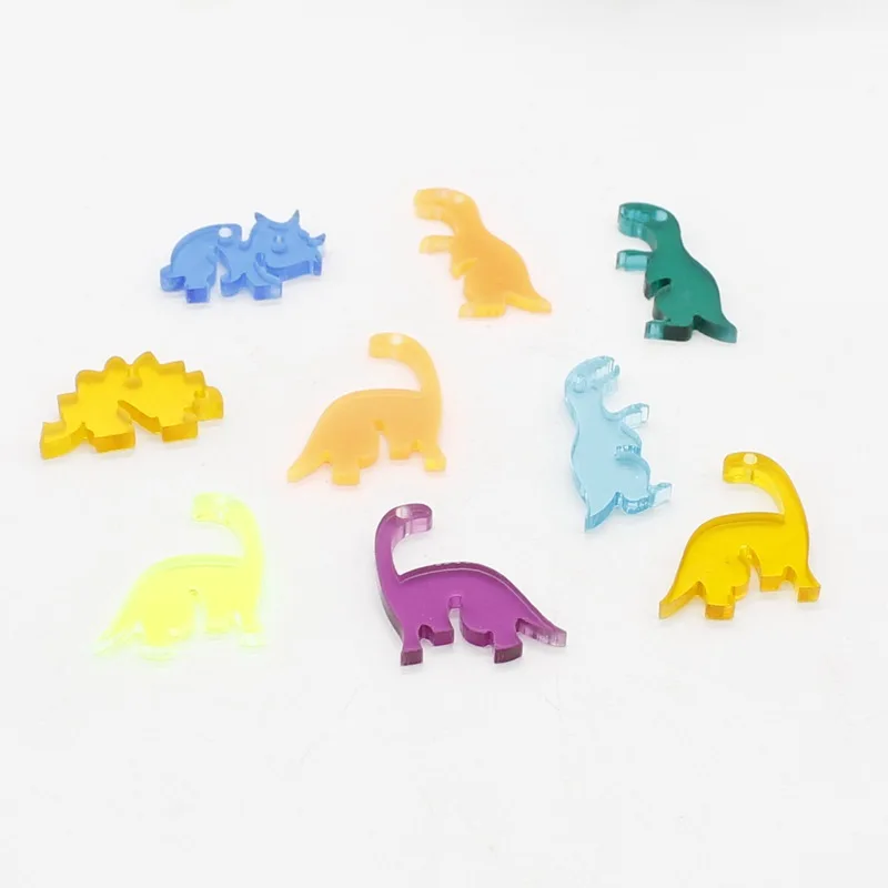 10 Funny Acrylic Dinosaur Bead Jewelry Accessories Cute Pendant DIY Earrings Necklace Keychain Phone Case Patch Material