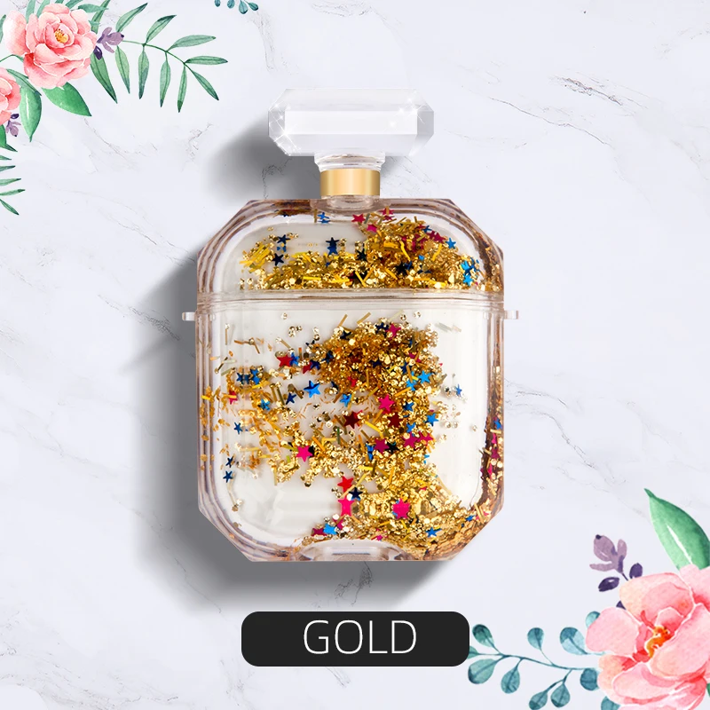 

Bling Quicksand Perfume Bottle Earphone Cover For Airpods Air pods 1 2 Pro Bluetooth Wireless Headset Silicone Case Storage Box