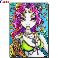 mooncresin 5d diy diamond painting cartoon girls picture full squareround diamond embroidered 5d cross stitch gift home decor