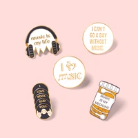 xedz fashion music enamel brooch headphones rock cd music and life medicine bottle creative badge punk lapel pins jewelry gift