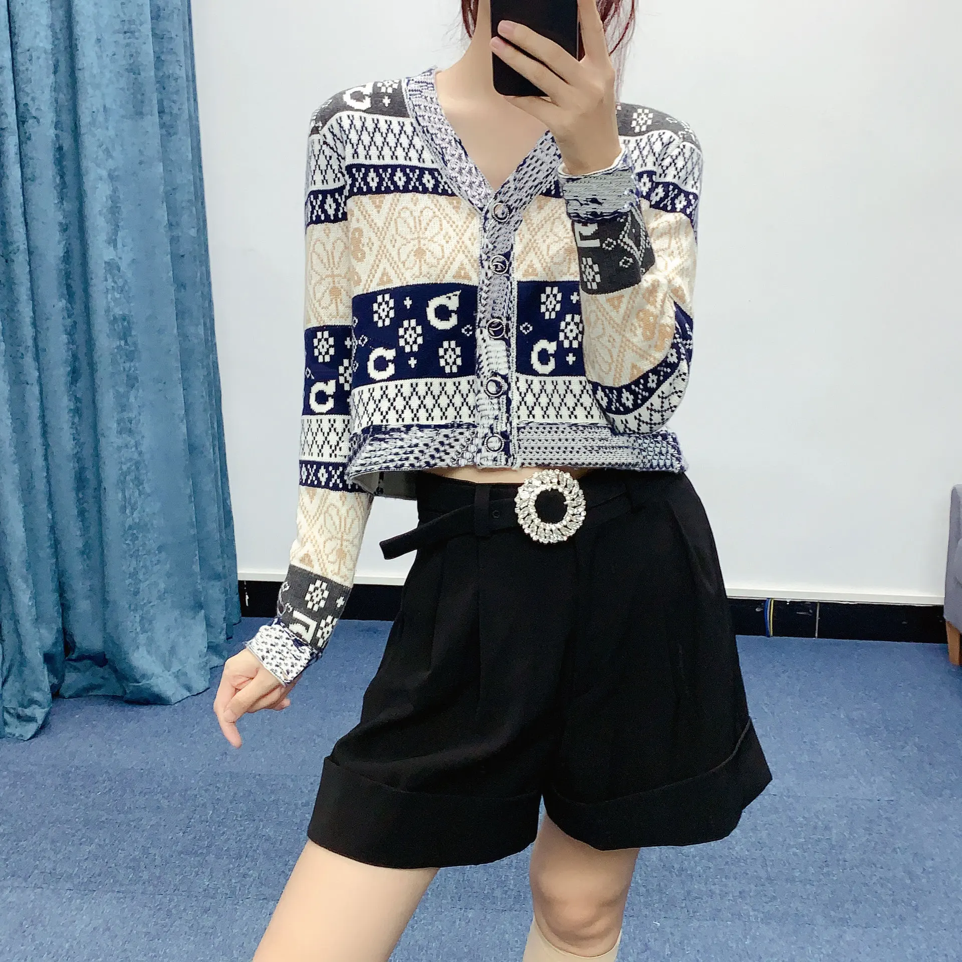 

Woolen Sexy Knitted Crop Top Short Cardigan Woman's Sweater 2020 Autumn Winter Designer Luxury Female Clothing Jumper Jersey