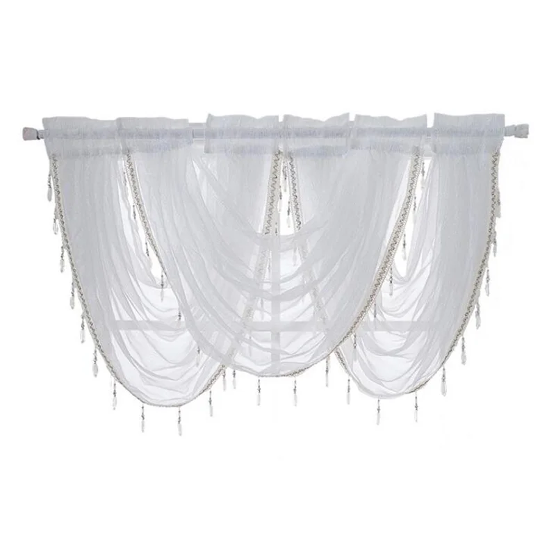 

1pcs White Color Curtains For Living Room Kitchen Tulle Curtains Bedroom Waterfall Blind Home Decorations Salon