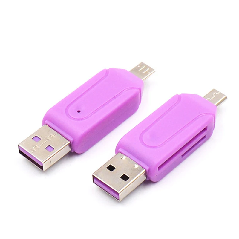

1pc 2 In 1 Universal Micro USB TF SD Card Reader Adapter, USB 2.0 OTG Memory Card Reader For PC Phone Computer Laptop