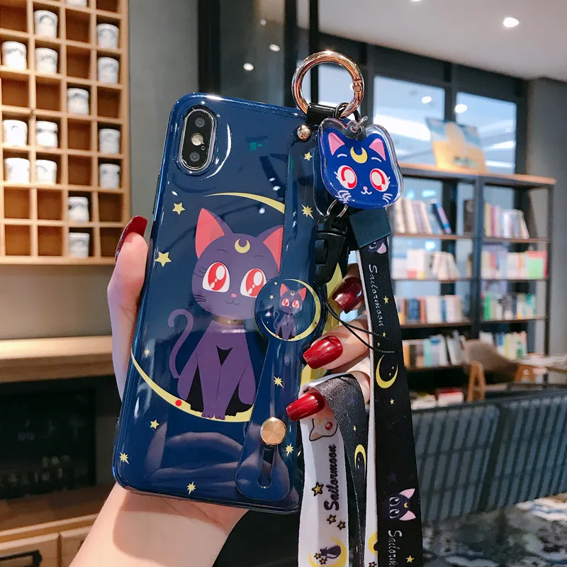 P30pro Сейлор Мун ремешок чехол мягкий чехол для мобильного телефона для huawei P30/P20 pro mate20 pro/3/4/5 V20 симпатичный держатель в виде ракушки+ платье на бретелях