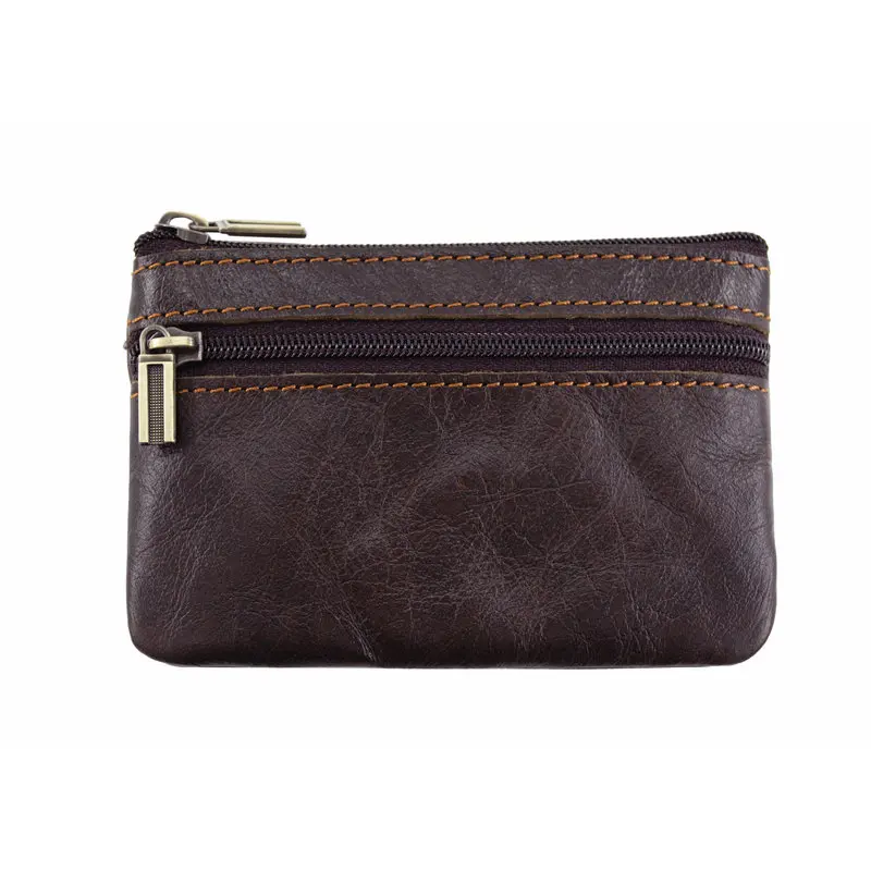 coffee coin purse GENODERN, Ретро стиль, Crazy Horse, кожаный мужской кошелек для монет, натуральная кожа, на молнии, кошелек для монет, ретро, держатель для ключей, маленькая сумка для денег - Цвет: coffee coin purse