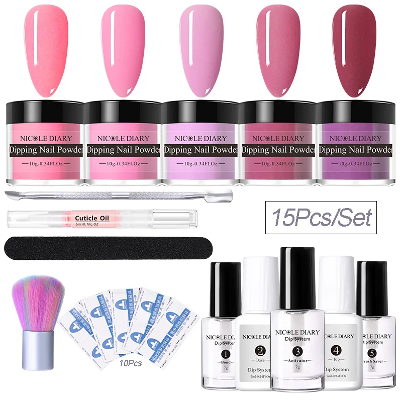 Набор пудры NICOLE DIARY для ногтей натуральные сухие и блестящие порошки сушки без