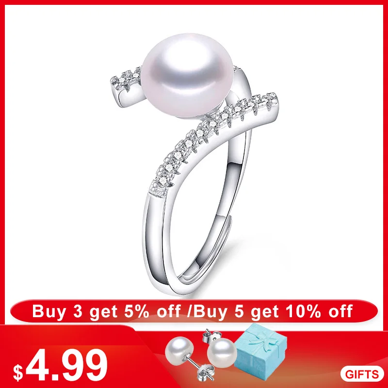 Кольцо с натуральным пресноводным жемчугом женское регулируемое кольцо