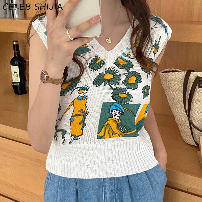 

Женский трикотажный свитер без рукавов с V-образным вырезом