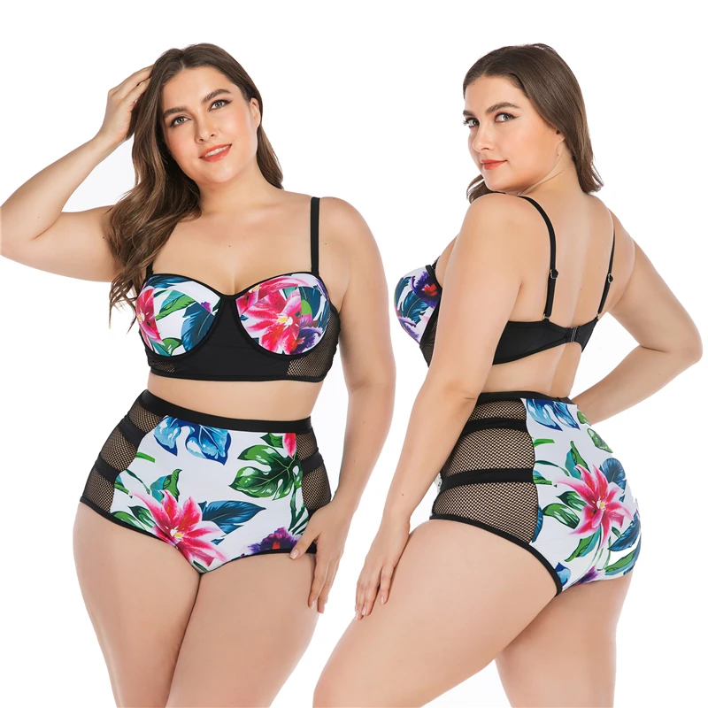 

Push Up High Waist Bikinis Women 2019 Printed Plus Size Swimsuit Swimwear Women Swimming Bathing Suit Large Size Bikini Set