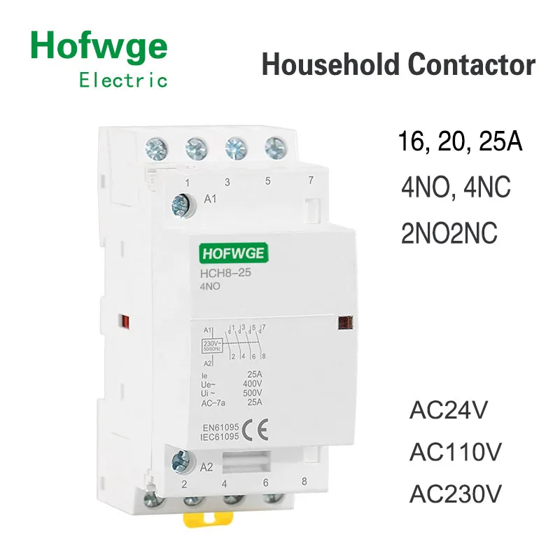 HCH8-25 автоматический бытовой контактор 4P 25 A 4NO 4NC 2NO2NC AC DC 24 в 110 В 220 модульный типа