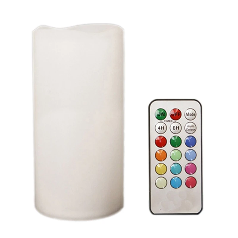 

Flameless LED Pillar Candle Night Light With RGB Remote Control Wax Candle