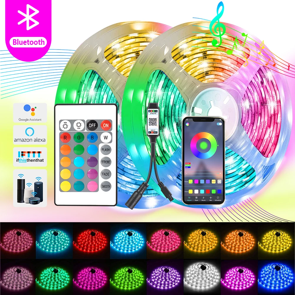 

5M-30M WIFI LED Strip Light 5050 LED RGB DC 12V SMD LED Ribbon Waterproof Diode Tape Bluetooth Controller Power Adapter for Home