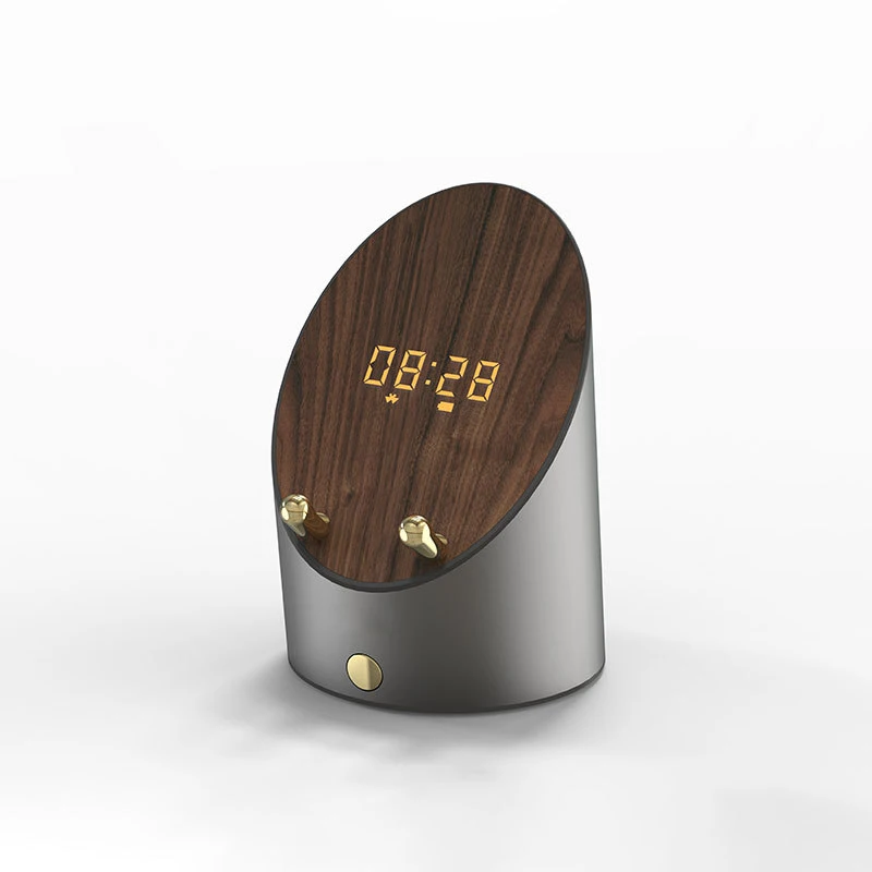 

wooden pc Speaker Smart Induction Speaker Phone Holder Portable Mini Desktop Wireless Alarm Clock Bluetooth Speaker
