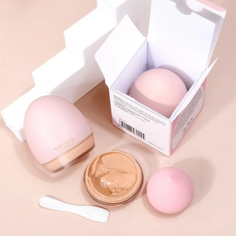 

4 Colors Lightweight Foundation Cream With Makeup Egg Cover Spots Brightening Moisturizing Liquid Foundation Concealer TSLM1