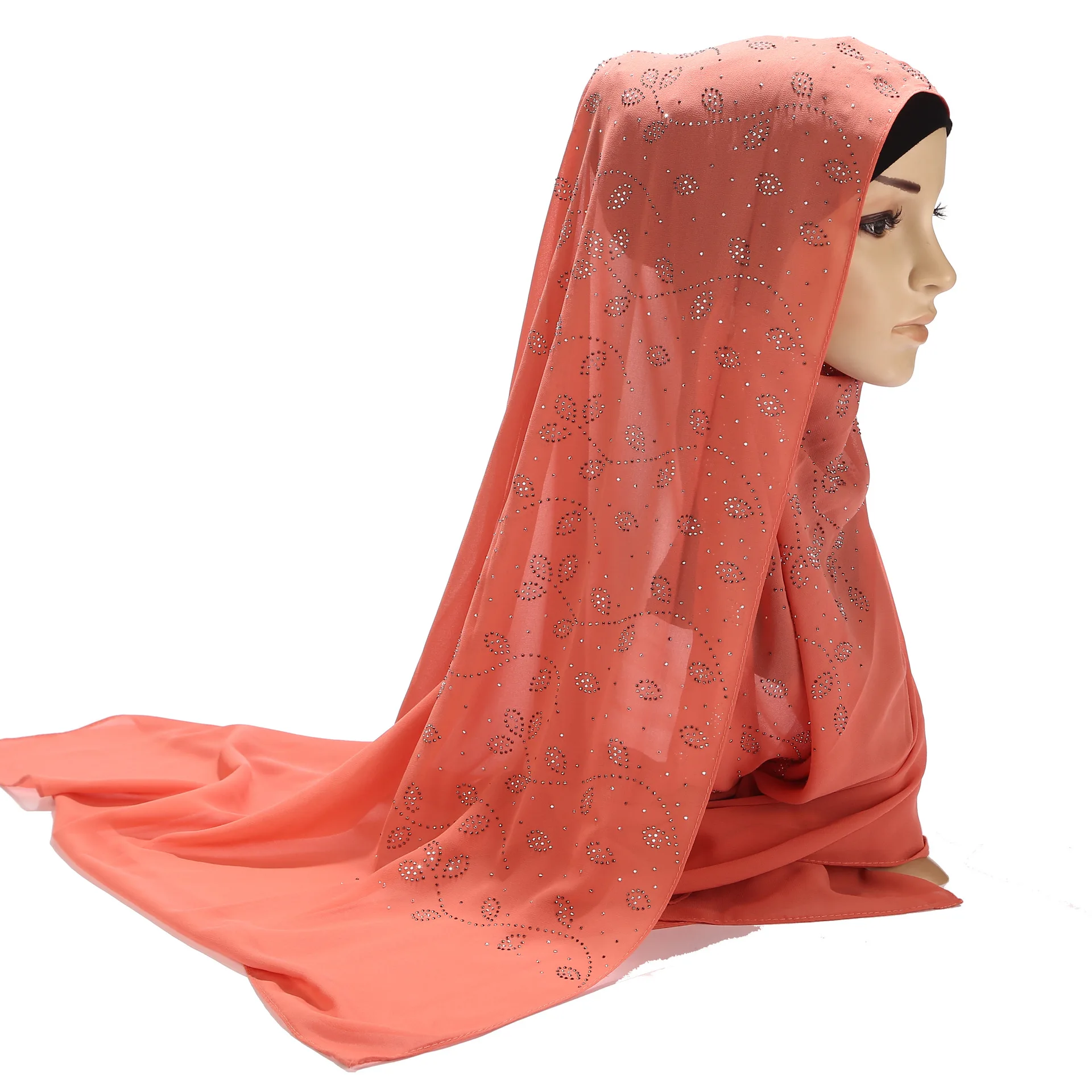 

New Scarf Cover Malaysia Pearl Chiffon Perm Scarf Small Leaf Scarf Muslim hijab Islamic Clothing Turban Hijab Muslim Dress
