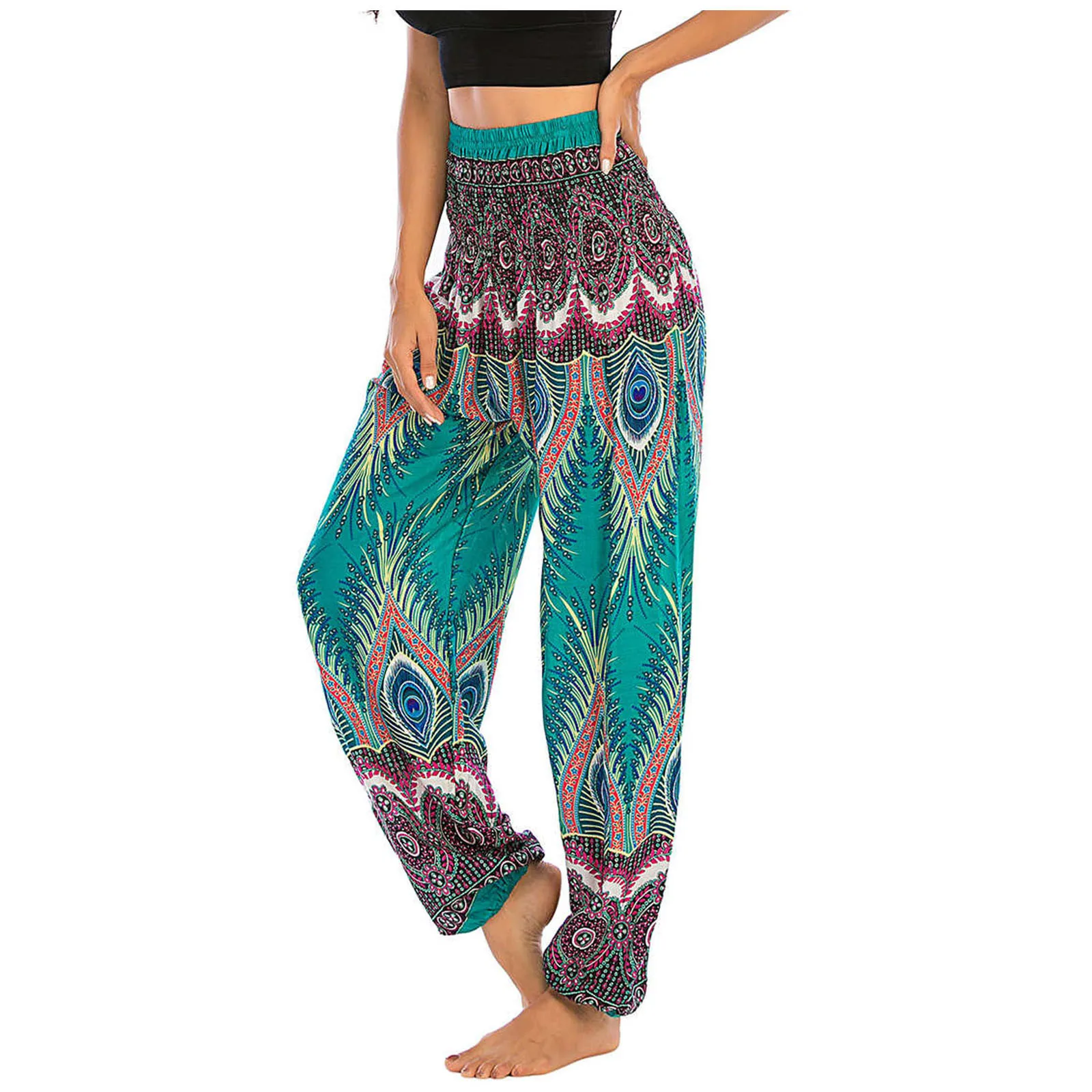 

SAGACE Men and Women Printed Loose High Waist Lantern Yoga Pants Thailand Harem Pants Hippie Workwear High Waist Yoga Pants
