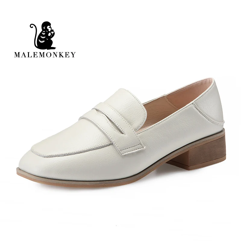 

MALEMONKEY 012852 New Women's Single Shoes Spring Fashion Thick Shallow Square Head Low Heels Wild Casual Work Shoes Pumps