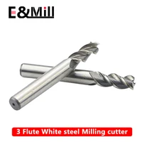 super hard white steel straight shank end mill 2 4 5 6 8 10 12 14 16 18 20mm 3 flute white steel end mill hss cnc milling cutter