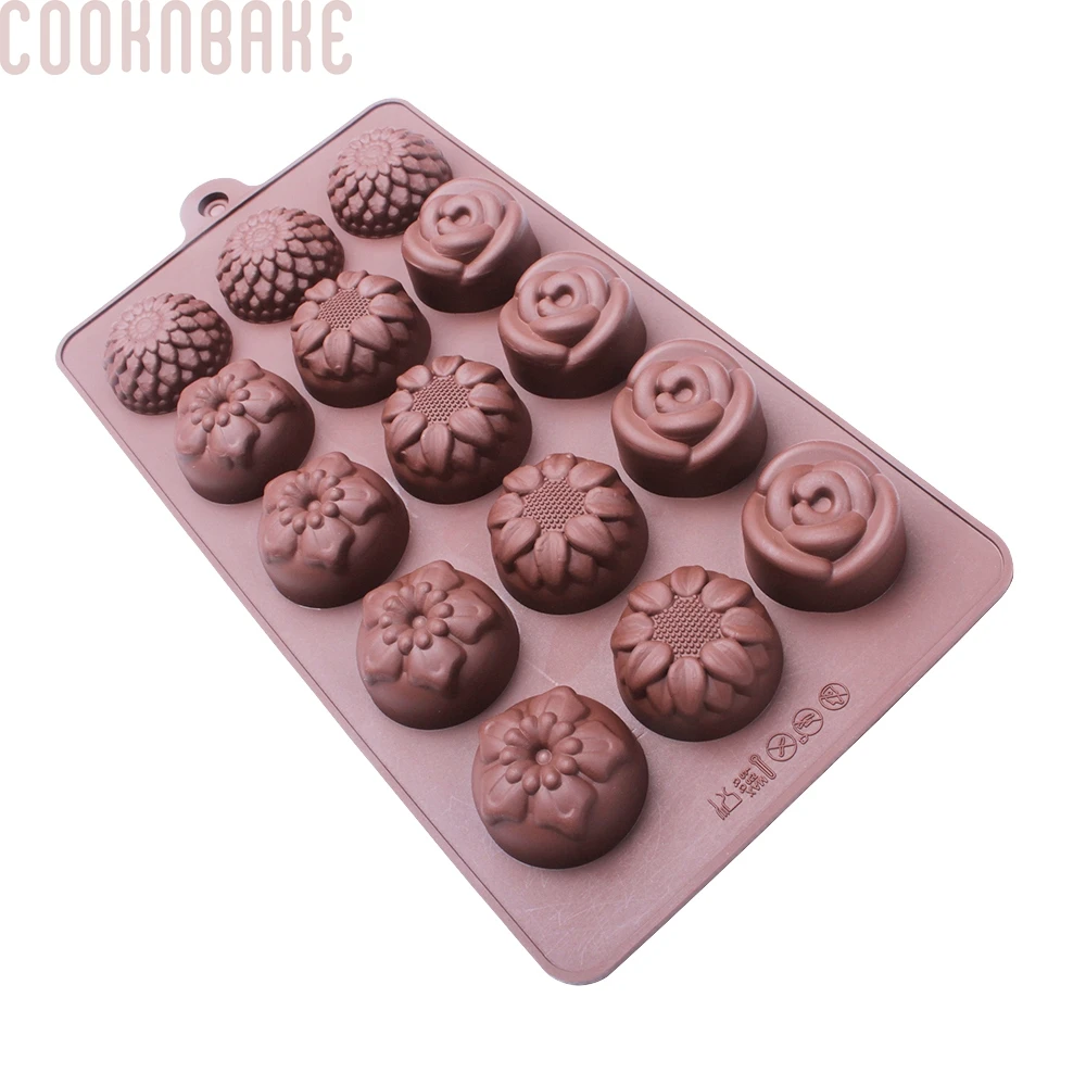 COOKNBAKE цветок силиконовые формы шоколада 15 полости кубика льда конфеты