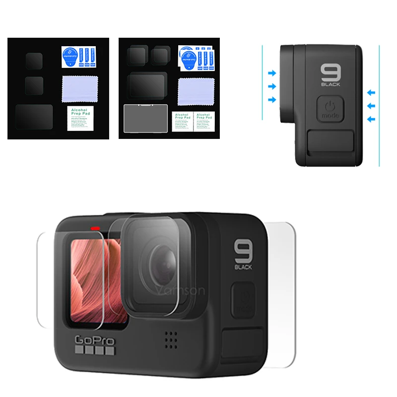 

HD защитная пленка из закаленного стекла для GoPro 9, чехол для экрана, передняя задняя пленка для объектива GoPro Hero 9, аксессуары для спортивной к...