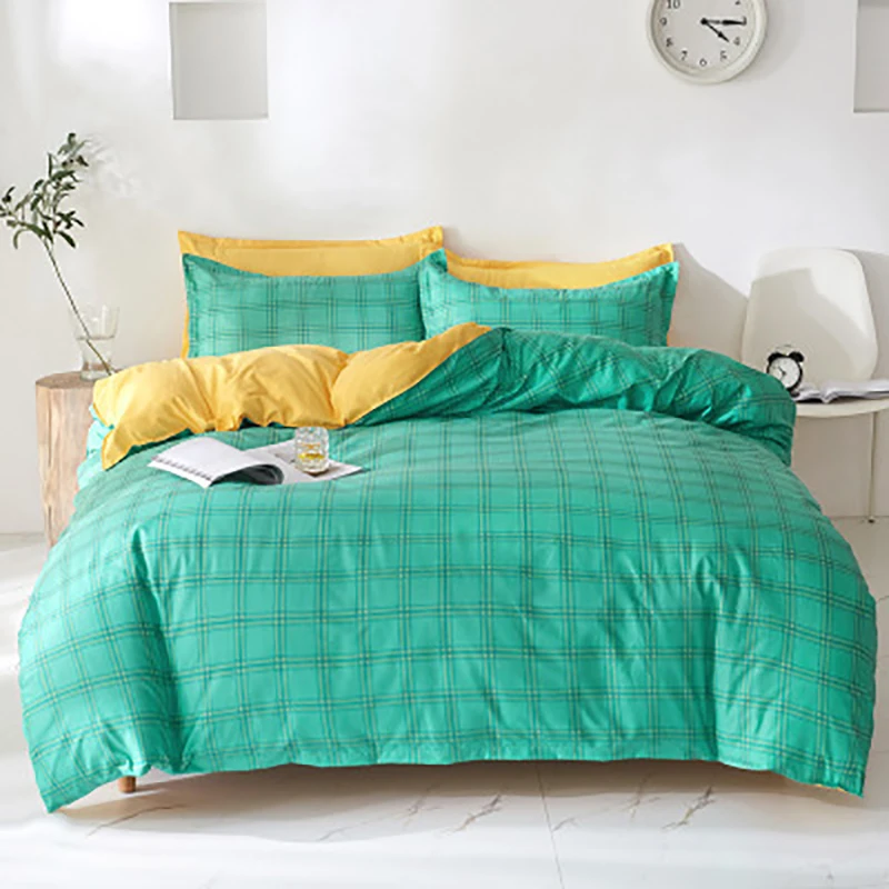 

Autumn Winter Cotton Bedding Set Plaid Solid Color Home Textile King Size Bed Set Duvet Cover Flat Sheet Pillowcases Dropshippin