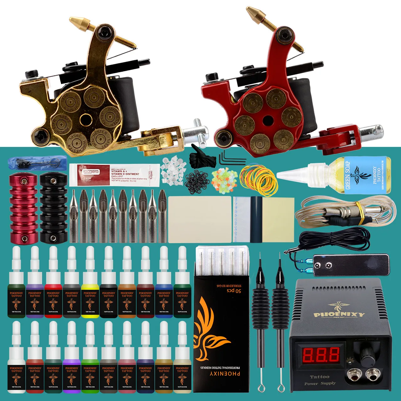 Полный набор для тату 2 машины пигментных чернил ЖК блок питания ручки боди арт