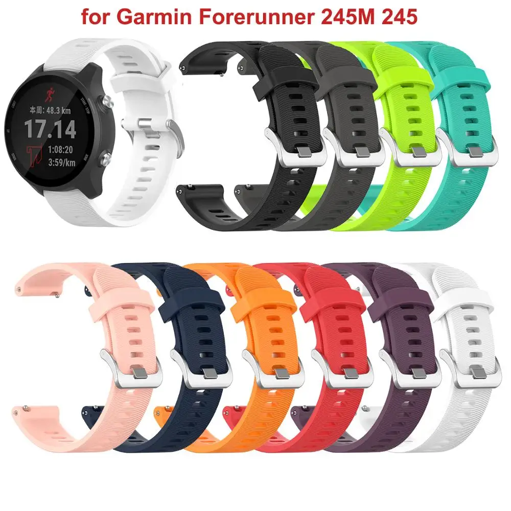 20 мм спортивный силиконовый ремешок для часов Garmin Forerunner 245 245M 645 Vivoactive 3 цветной