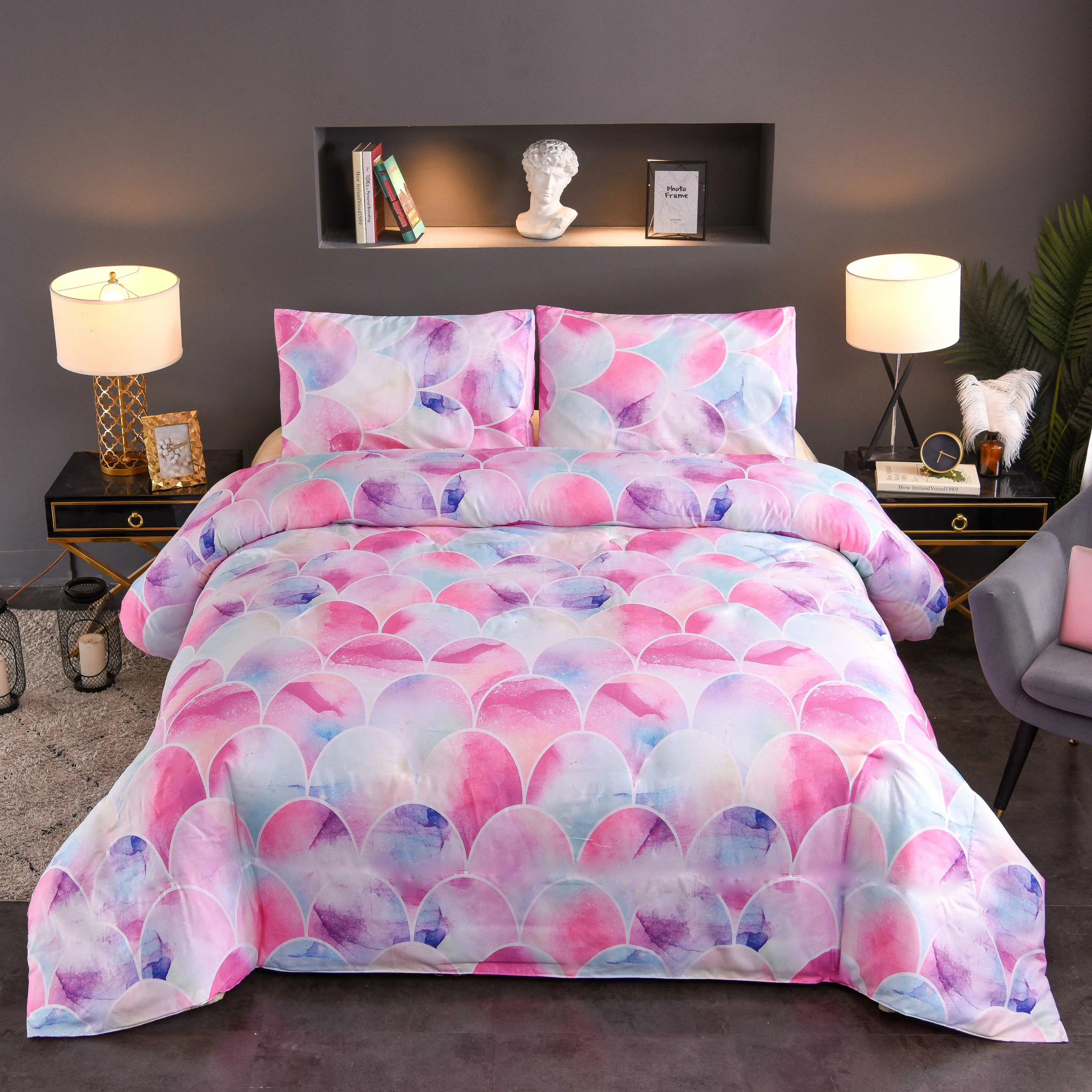 Летний комплект из трех предметов для спальни стеганое одеяло с рисунком черного