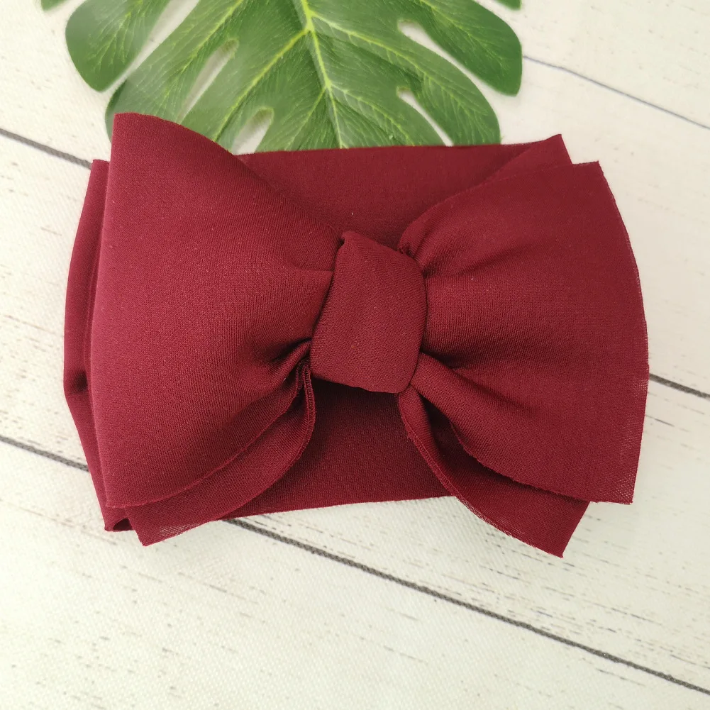 Wine Red Для маленьких девочек и повязка на голову для новорожденных, повязка на голову, повязка на голову, повязка для малышей бандо Bebe, многослойное платье из ткани с бантом головные уборы тюрбан Головные уборы аксессуары - Цвет: Wine Red