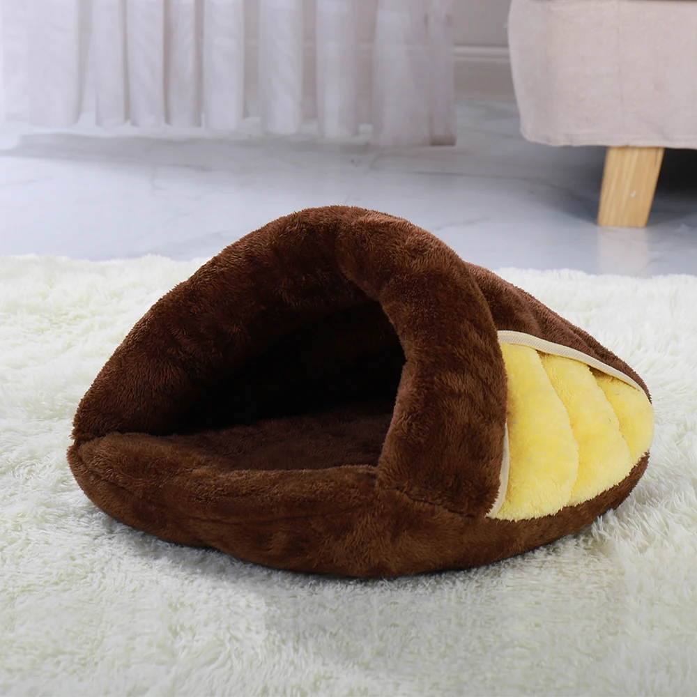Brown Супер мягкая кровать для собаки, теплая зимняя кровать для щенка, кошки, спальная кровать s m at для кошек, маленькие средние товары для животных, собак s m l - Цвет: Brown