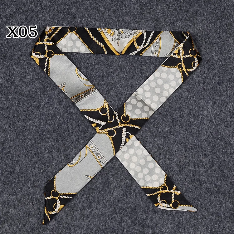 

2018 Europe and the United States new high-end printed silk scarf change bag handle small ribbon women's scarf scarf wholesale