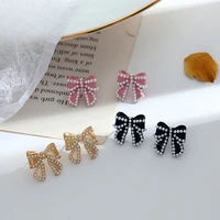 2021 new fashion small elegant lovely pearl bowknot earrings contracted sweet temperament all match women stud earrings