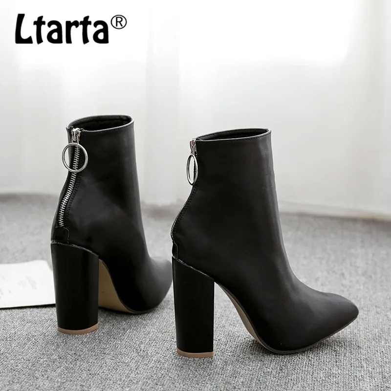 LTARTA/женские полусапожки; коллекция года; сезон осень-зима; Ботинки martin на толстом каблуке с острым металлическим кольцом; женские ботинки; зимние ZL-166-8